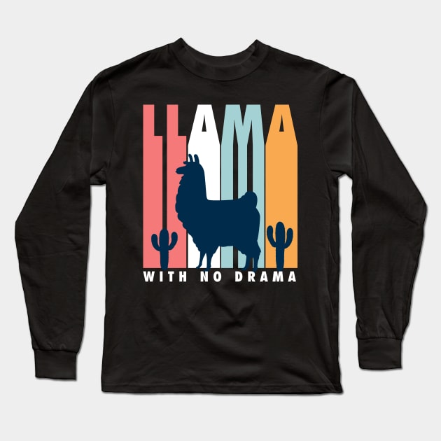 LLama With No Drama Long Sleeve T-Shirt by Mako Design 